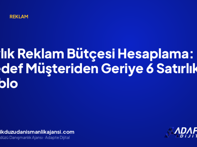 Aylık Reklam Bütçesi Hesaplama: Hedef Müşteriden Geriye 6 Satırlık Tablo