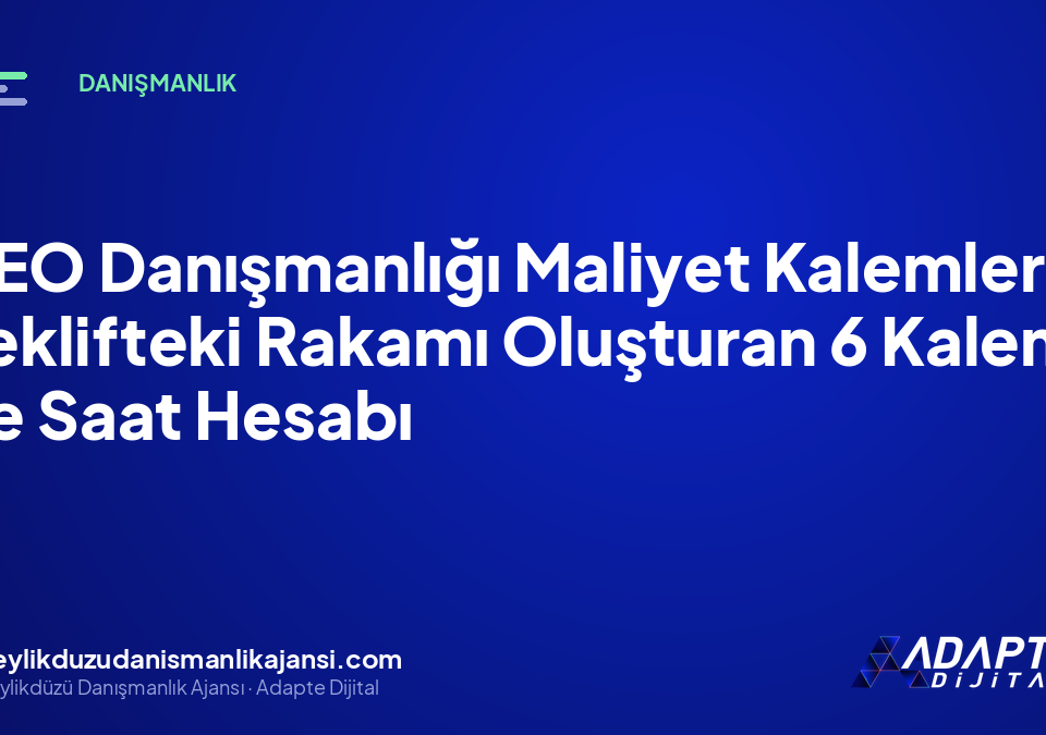 SEO Danışmanlığı Maliyet Kalemleri: Teklifteki Rakamı Oluşturan 6 Kalem ve Saat Hesabı SEO Danışmanlığı Maliyet Kalemleri: Teklifteki Rakamı Oluşturan 6 Kalem ve Saat Hesabı